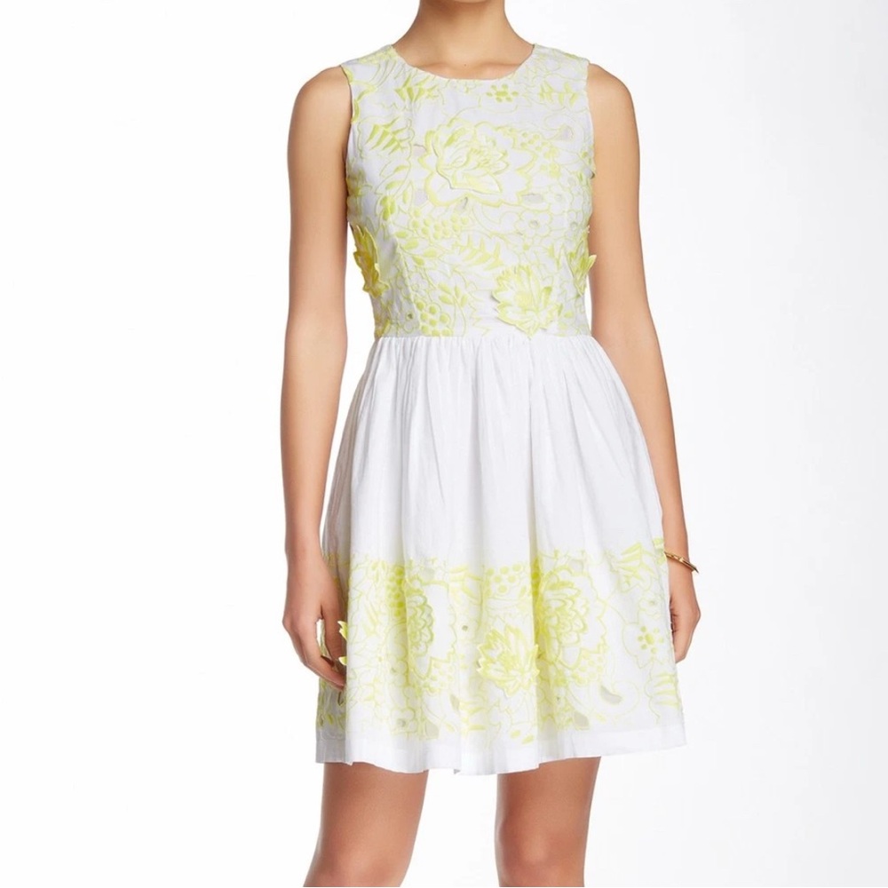 French Connection Sleeveless White and Yellow Floral Cutout Dress - Size 2 Small